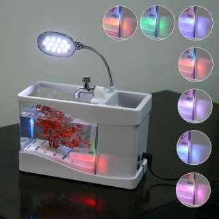 Mini Fish Tank USB Desktop Lamp Light Colorful LED Aquarium White 