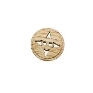  Natural Wood Round 2 Hole Button 4 Points Design 20mm (1 