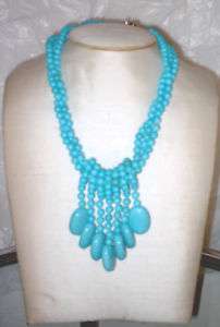 DRAMATIC Authentic TURQUOISE MULTI STRAND Chic NECKLACE  