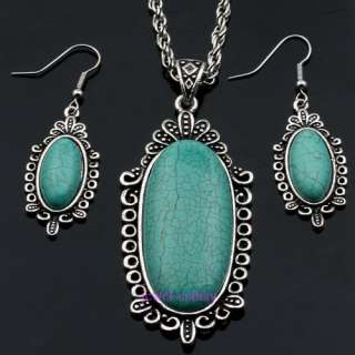   pattern howlite turquoise bead dangle earring pendant necklace set