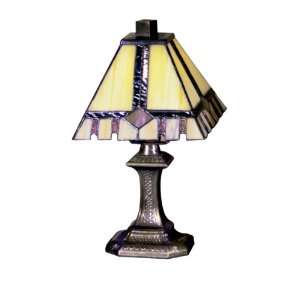   Castle Cut Mini Table Lamp, Antique Bronze and Art Glass Shade: Home