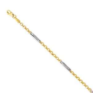  14k Solid White Gold Rolo Ladies Anklet 10 Jewelry