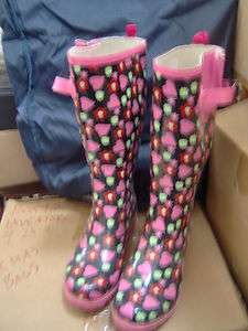 Uggs Boots Black with pink hearts, red flowers Size M  