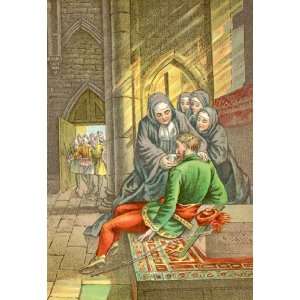 Nuns Caring for Robin Hood 12X18 Art Paper with Black Frame:  