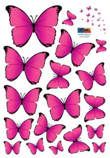 PINK BUTTERFLY WALL PAPER DECAL REMOVABLE STICKERS #252  
