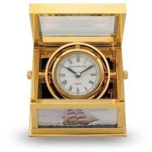    Sailing Ships Maritime Chronometer Clock Enamel Box