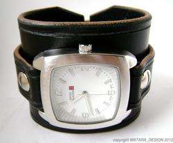 Leather Cuff Watch Custom Vintage Bracelet Bench made in NYC by 