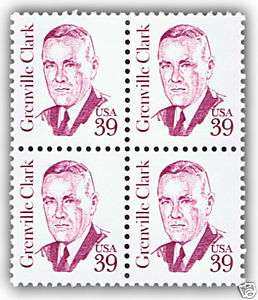 Author Grenville Clark on old U.S. Postage Stamps  