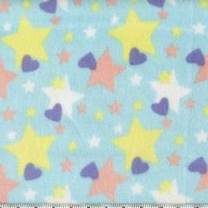   Fleece Fabric Pastel Stars Aqua By The Yard: Arts, Crafts & Sewing