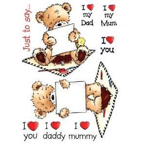  The Bear Unmounted Rubber Stamp Set I Love You Arts, Crafts & Sewing