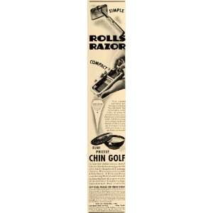 1937 Ad Rolls Razor Chin Golf Shaving Cream Hygiene   Original Print 