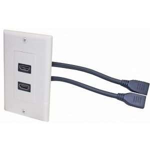  Dual HDMI Pigtail Designer Style Wallplate Electronics