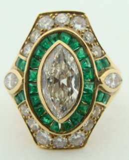 Ladies Estate 18K Yellow Gold Diamond & Emerald Ring  