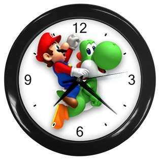 Carsons Collectibles Black Wall Clock of Super Mario Bros. Mario 