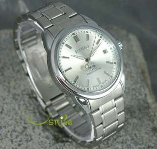 Silver Mens Automatic Mechanical All Steel Watch Date  