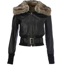 Black (Black) Faux Fur Leather Jacket  203417001  New Look