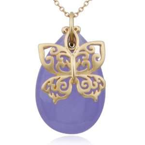   Gold Plated Sterling Silver Purple Quartzite Butterfly Pendant, 18
