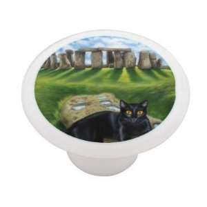  Stonehenge Cat Decorative High Gloss Ceramic Drawer Knob 
