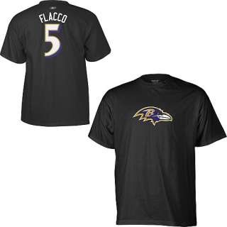 Baltimore Ravens Tees Reebok Baltimore Ravens Joe Flacco Name and 