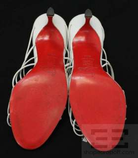 Christian Louboutin White Leather Strappy Tigresse Slide Heels Size 9 