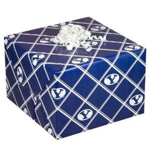  NCAA Brigham Young Cougars Navy Blue Logo Gift Wrap Paper 