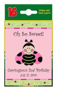 Ladybugs Oh So Sweet Birthday Party Crayon Box Labels  
