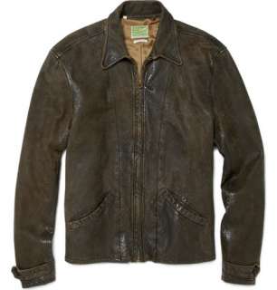 Levis Vintage Clothing Distressed Leather Biker Jacket  MR PORTER