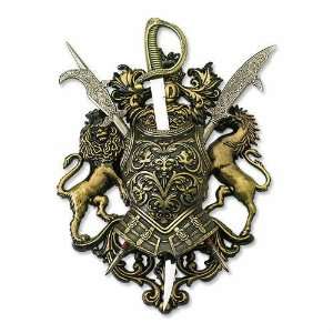  Royal Crest Metal Lion Display Piece: Home & Kitchen