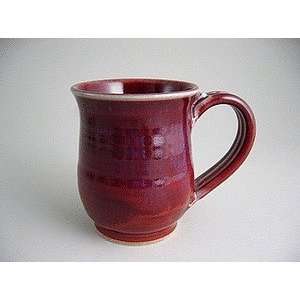  Handmade pottery short coffee mug   runny red Jason 
