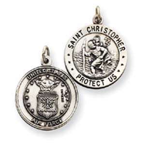  Sterling Silver St.Christopher US Air Force Medal Jewelry