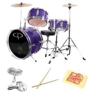  Deluxe GP50 3 Piece Kids Drum Set Bundle with Drum Sticks, Drum 