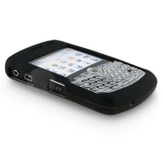 Black Snap on Rubber Coated Hard Case+Car Charger For Blackberry Curve 