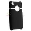Black Rubber Coated Hard Case w/ Chrome Hole+Privacy Guard For iPhone 