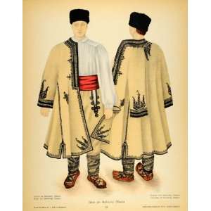  1937 Costume Fur Hat Romanian Peasant Man Oltenia Print 