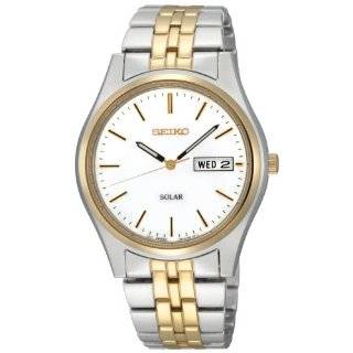 Seiko Mens SNE032 Two Tone Solar White Dial Watch