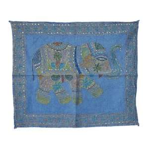  Majestic Elephant Wall Hanging Tapestry with Golden Zari 
