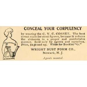  1904 Ad Newark Wright Bust Form C. Y. C. Corset Clothes 