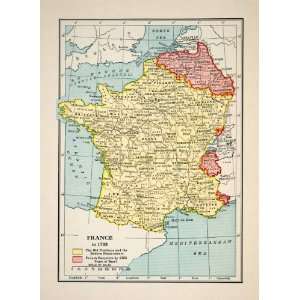 1929 Lithograph Color Map France Reign Terror Savoy Province Peace 