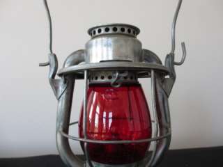 Vintage Dietz NYC Lines Railroad Lantern Embossed Red Globe New York 