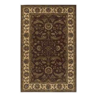   Forest Chocolate Leaves Scrolls Traditional 8 x 11 Rug (CAE 1003