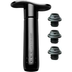  Le Creuset Wine Pump and 3 Stoppers, Black Kitchen 
