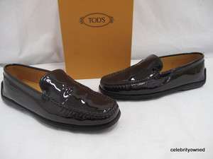 Tods Brown Patent Leather New Guaina Moccasins 7  