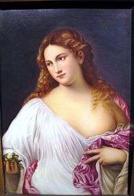 Flora after Titian, Hand Painted Porcelain Plaque  