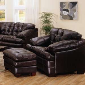   Leather Chair and Ottoman Set in Rich Black Furniture & Decor