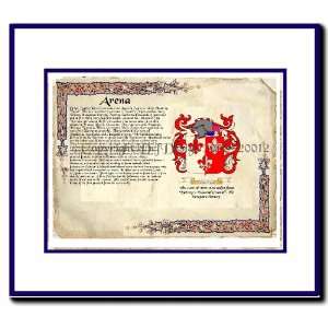  Arena Coat of Arms/ Family History Wood Framed