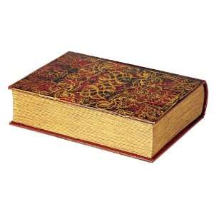    Set of 2 Red with Gold Scroll Decorative Book Boxes