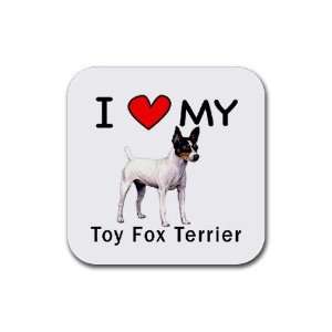  I Love My Toy Fox Terrier Square Coasters (Set of 4 