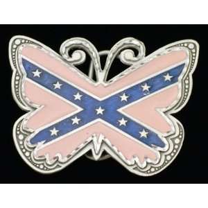 Pink Butterfly Confederate Belt Buckle 