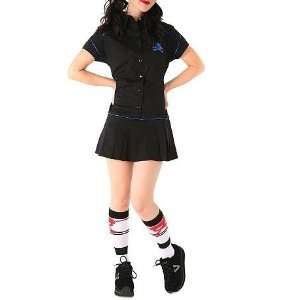 Retro Rockabilly Waitress Dress with Blue Piping Trim L