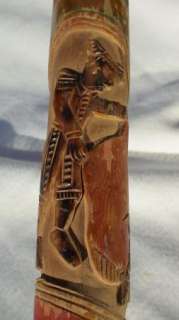 HAND CARVED MEXICAN FOLK ART CANE DEPICTING BULLFIGHTING  